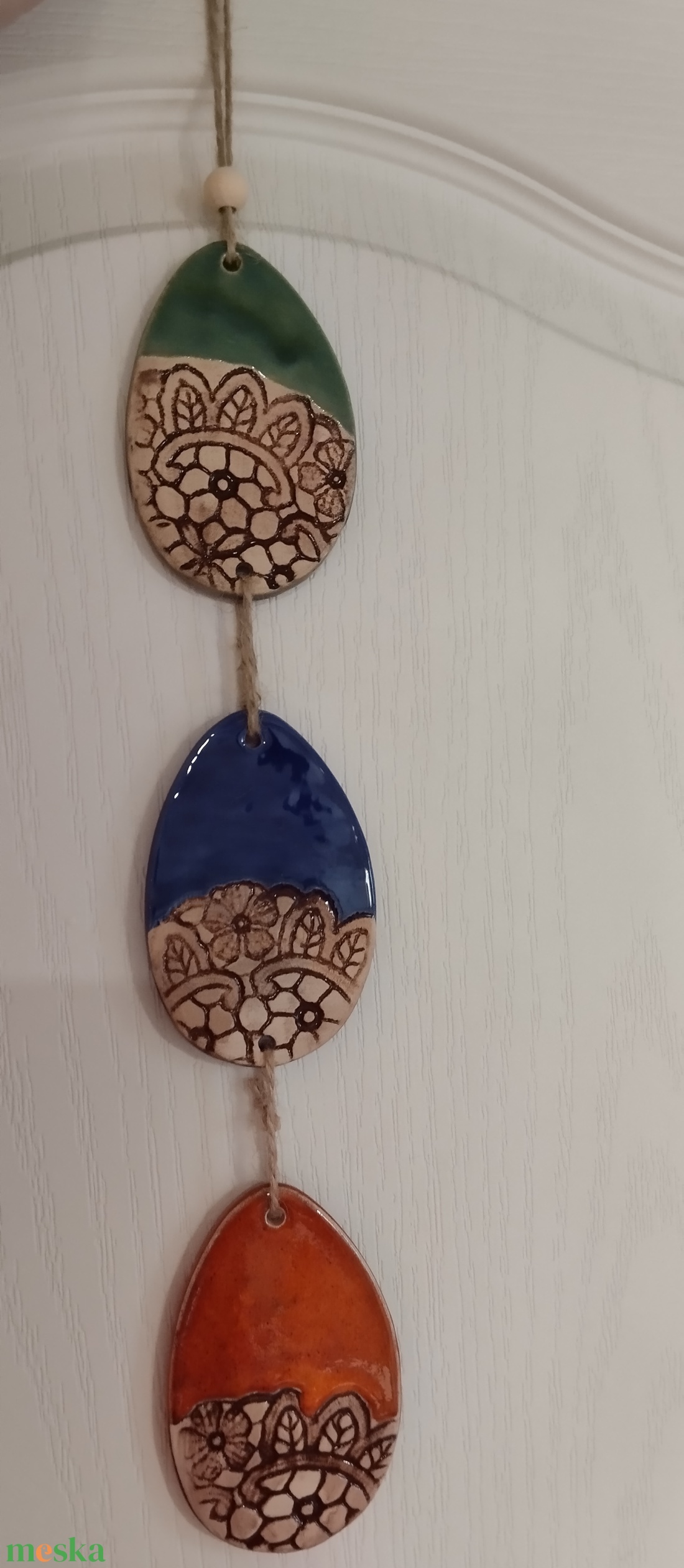 Húsvéti dísz, csipkemintás hármas  - ünnepi díszek, dekorációk - húsvéti díszek és dekorációk - húsvéti tojásfadíszek - Meska.hu