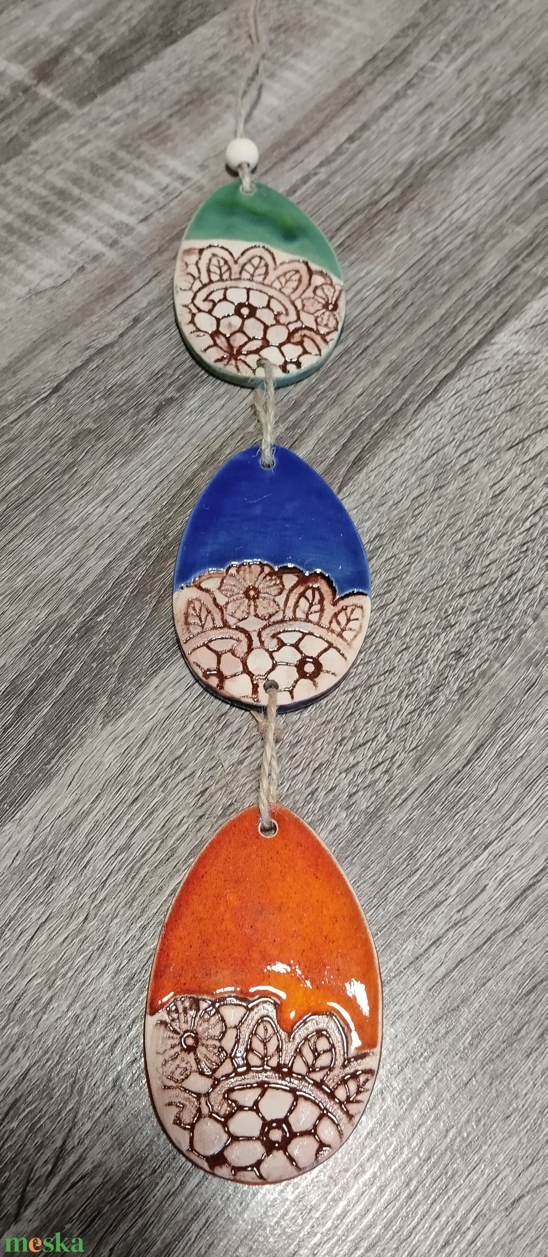 Húsvéti dísz, csipkemintás hármas  - ünnepi díszek, dekorációk - húsvéti díszek és dekorációk - húsvéti tojásfadíszek - Meska.hu