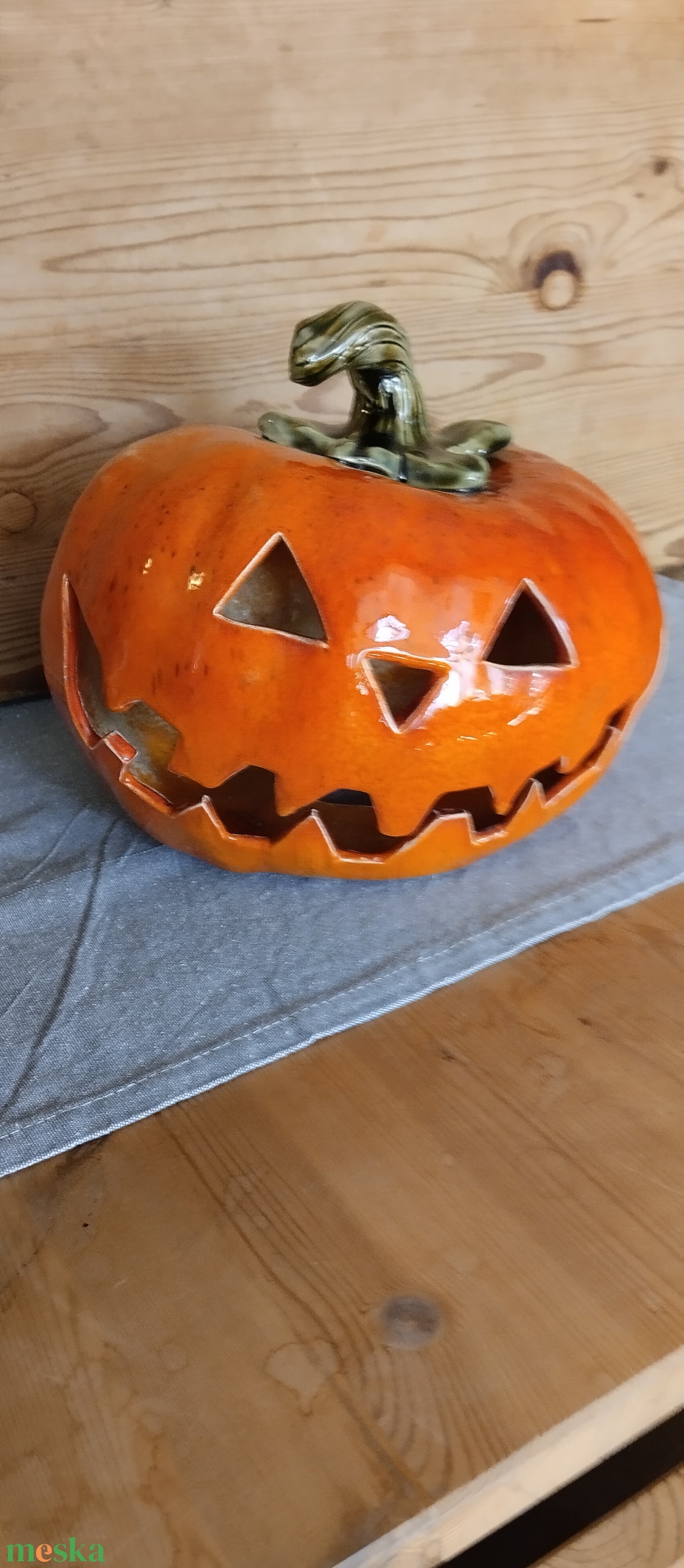 Kerámia tök nagy, töklámpás  - otthon & életmód - dekoráció - halloween - halloweeni tök és lámpás - Meska.hu