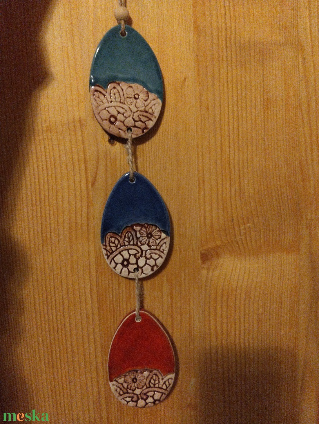 Húsvéti dísz, csipkemintás hármas  - ünnepi díszek, dekorációk - húsvéti díszek és dekorációk - húsvéti tojásfadíszek - Meska.hu