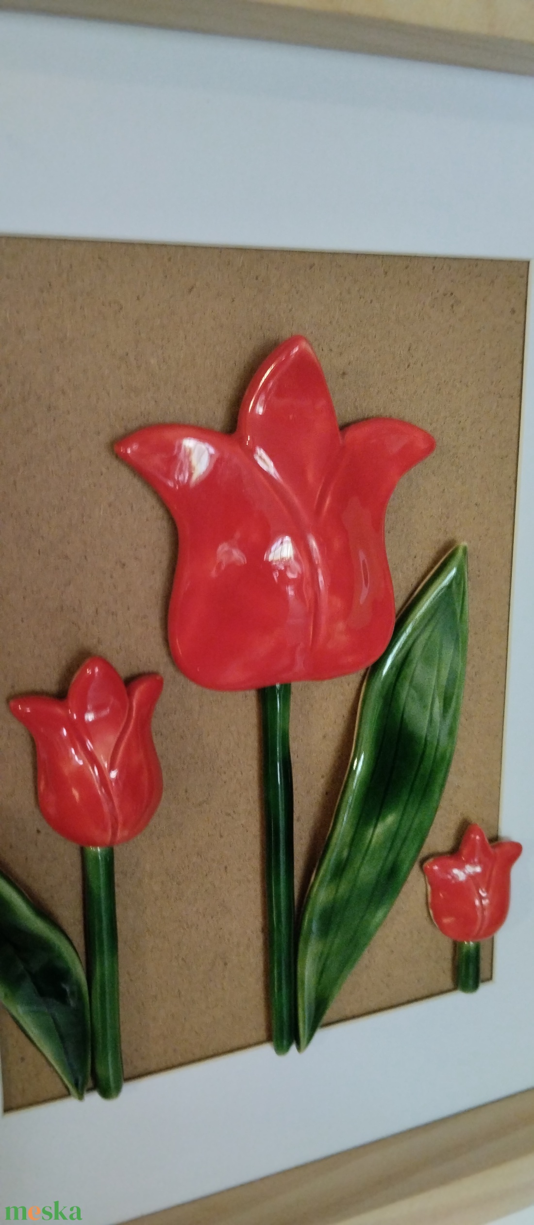 Kerámia-virág kép tulipános, akasztható  - otthon & életmód - dekoráció - kép & falikép - 3d képek - Meska.hu