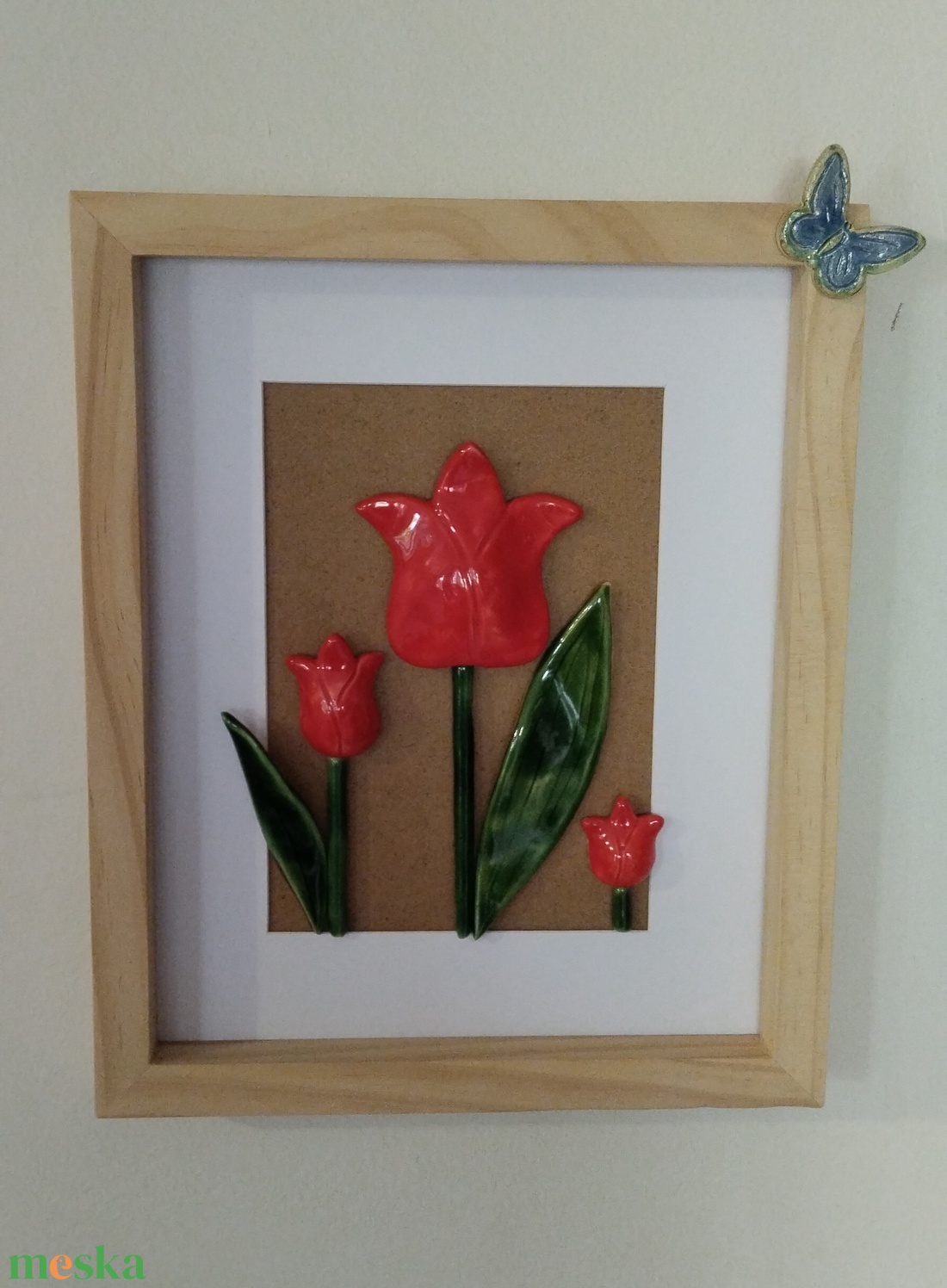 Kerámia-virág kép tulipános, akasztható  - otthon & életmód - dekoráció - kép & falikép - 3d képek - Meska.hu