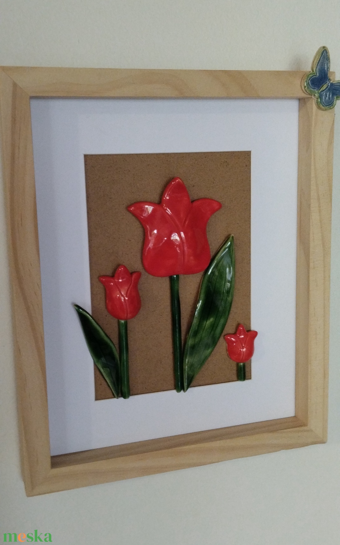 Kerámia-virág kép tulipános, akasztható  - otthon & életmód - dekoráció - kép & falikép - 3d képek - Meska.hu