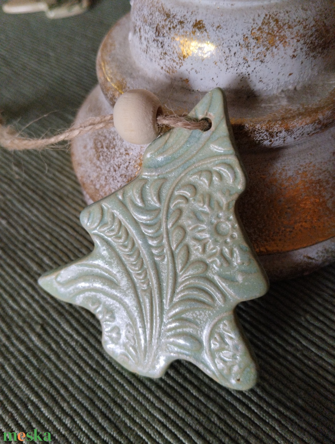 Kerámia fenyődísz  - karácsony - karácsonyi lakásdekoráció - karácsonyfadíszek - Meska.hu