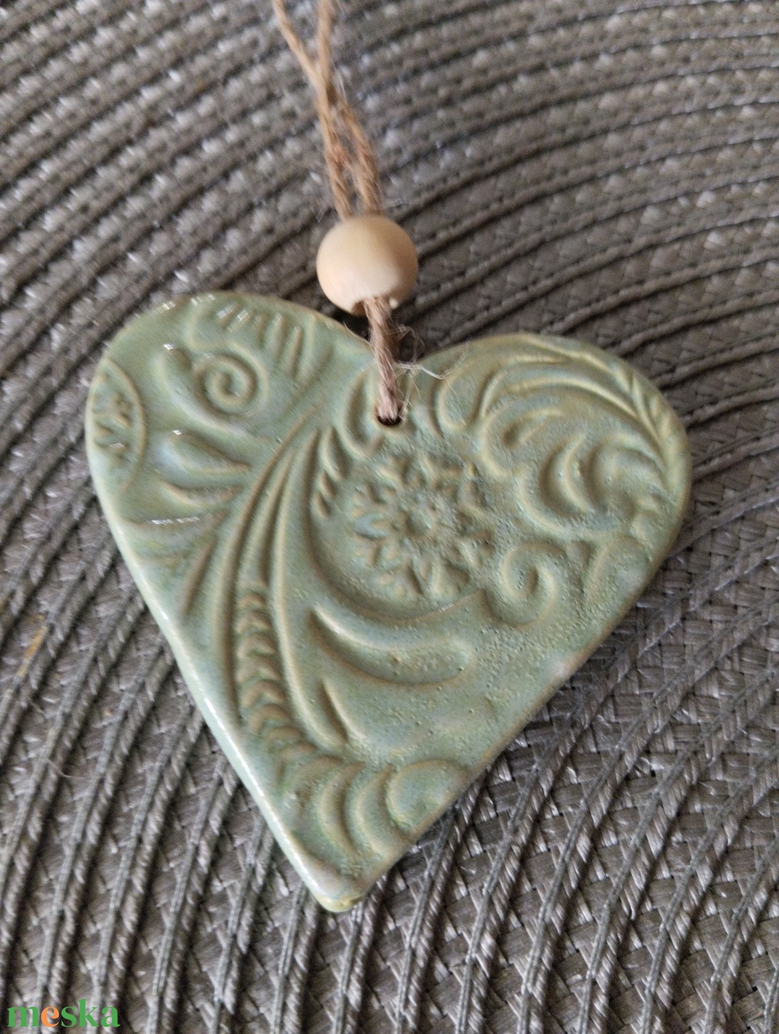 Kerámia fenyődísz szív - karácsony - karácsonyi lakásdekoráció - karácsonyfadíszek - Meska.hu