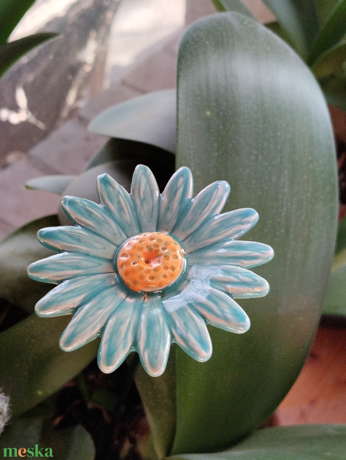 Kerámia virág margaréta  - otthon & életmód - virágdekoráció - virágok - szálas virág - Meska.hu