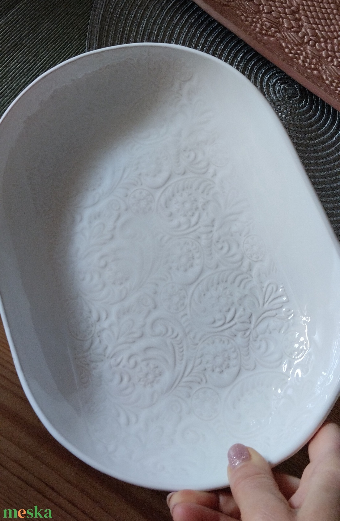 Kerámia kínáló tál ovális - otthon & életmód - konyhafelszerelés, tálalás - tálalás - kínálótál - Meska.hu