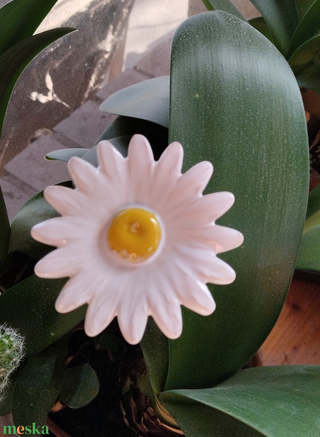 Kerámia virág margaréta  - otthon & életmód - virágdekoráció - virágok - szálas virág - Meska.hu