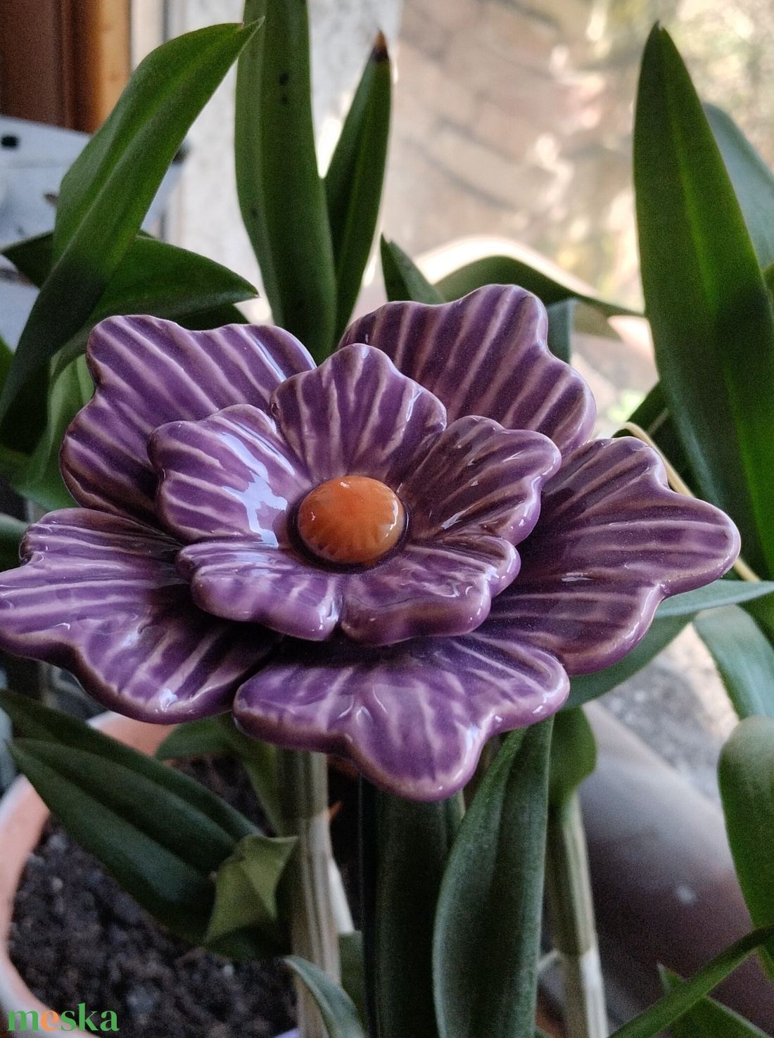 Kerámia virág dupla - otthon & életmód - virágdekoráció - virágok - szálas virág - Meska.hu