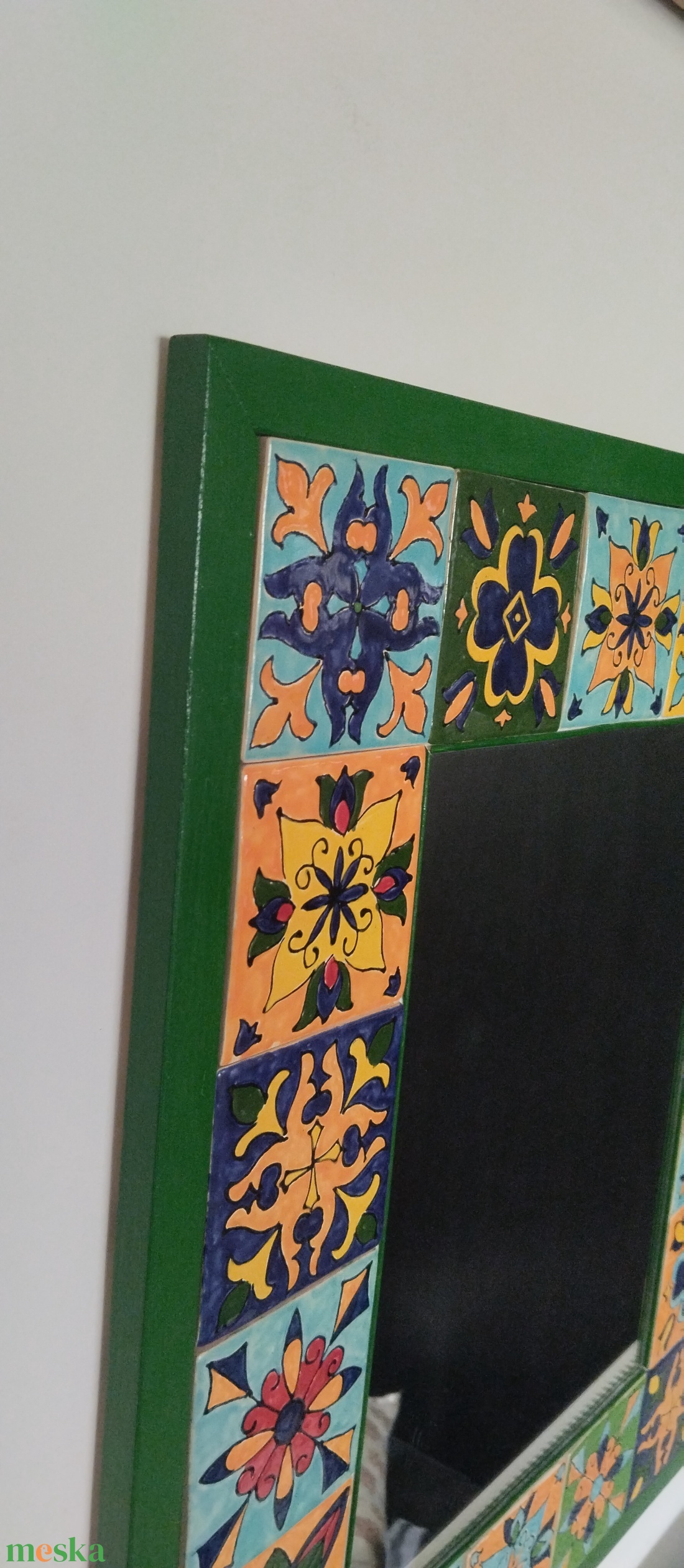 Tükör kézzel festett csempével - otthon & életmód - dekoráció - tükör - Meska.hu