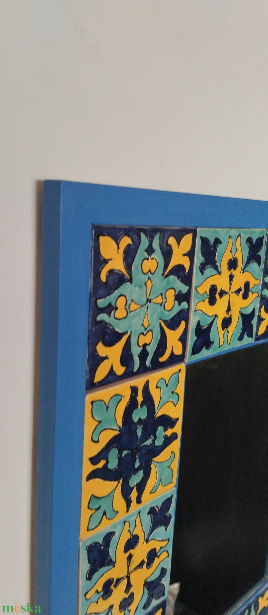 Tükör kézzel festett csempével - otthon & életmód - dekoráció - tükör - Meska.hu