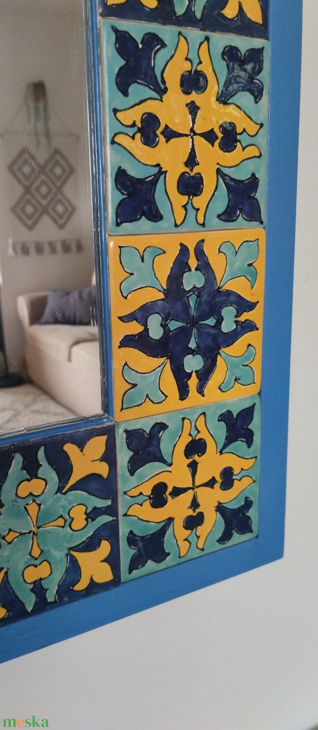 Tükör kézzel festett csempével - otthon & életmód - dekoráció - tükör - Meska.hu