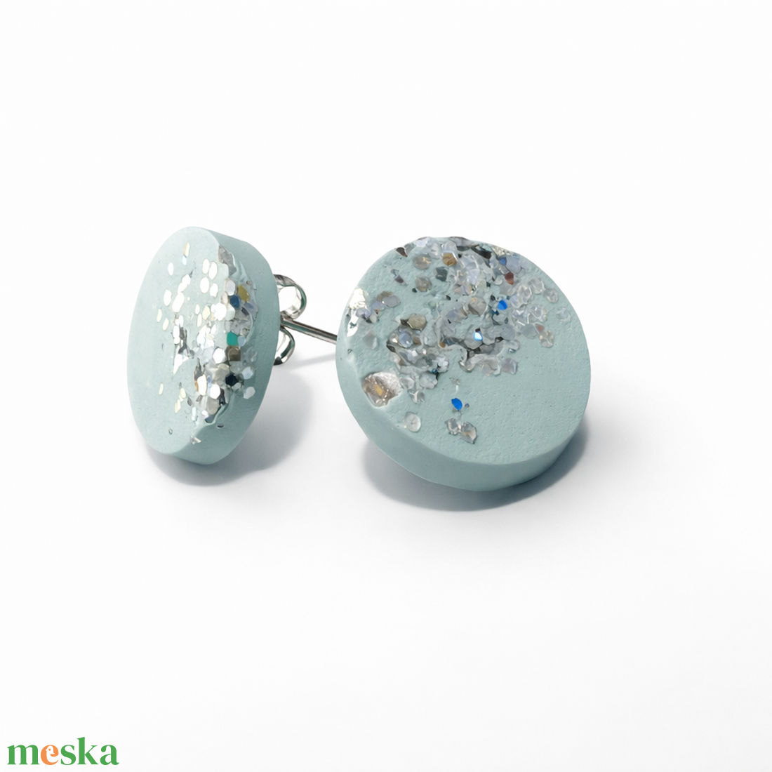 Világoskék, csillogó, egyedi fülbevalók - esküvő - ékszer - fülbevaló - Meska.hu