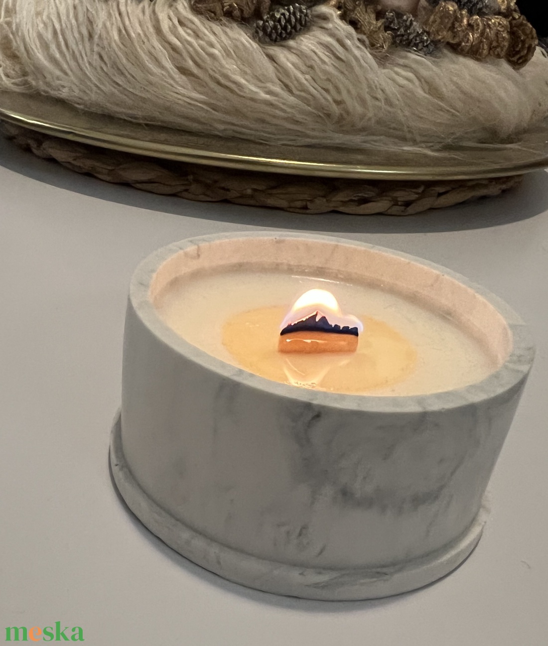 kézműves gyertyatartó, szójaviasz gyertyával - otthon & életmód - gyertya, illat, aroma - gyertya - Meska.hu
