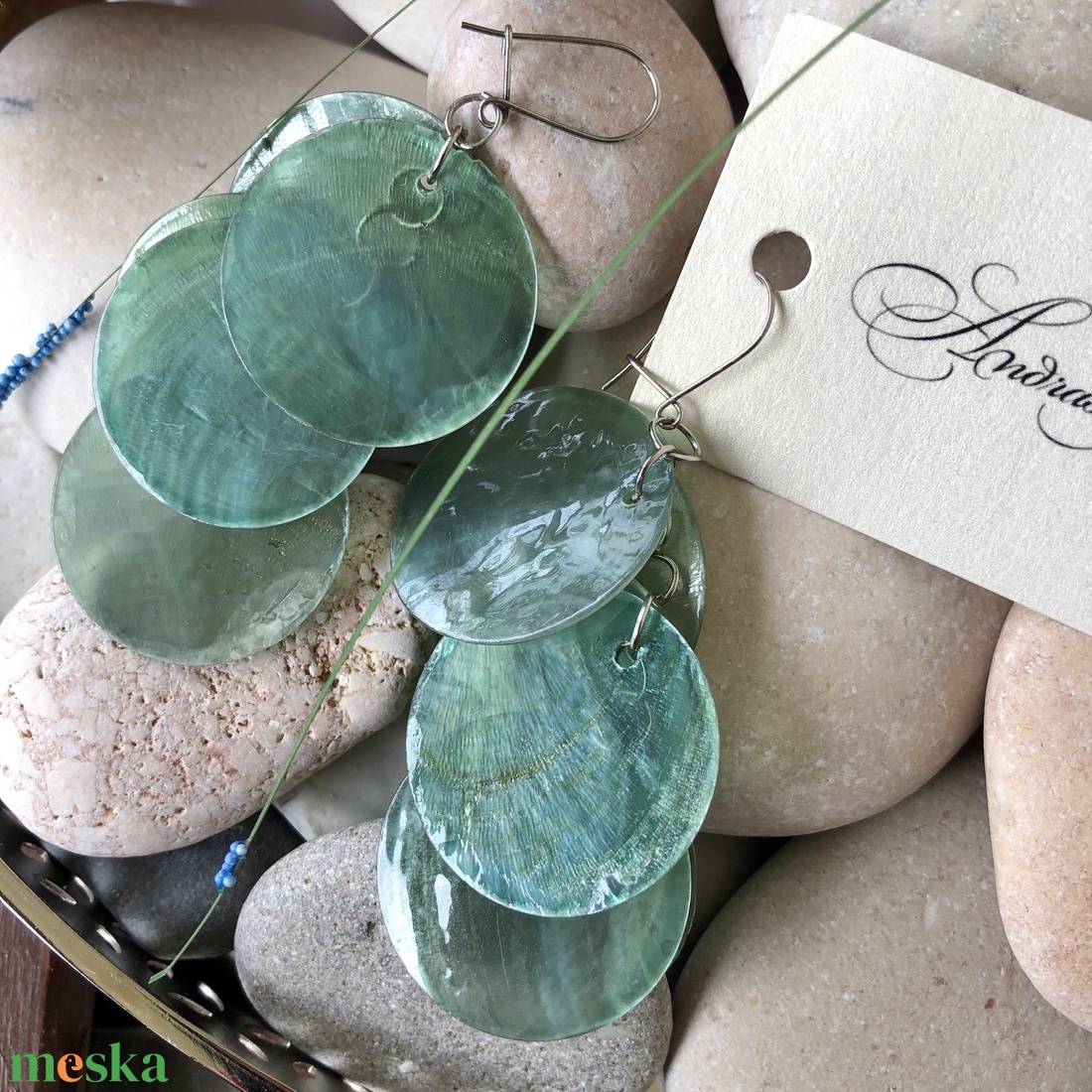 Andrassy Couture kagylóhéj fülbevaló  - ékszer - fülbevaló - csillár fülbevaló - Meska.hu