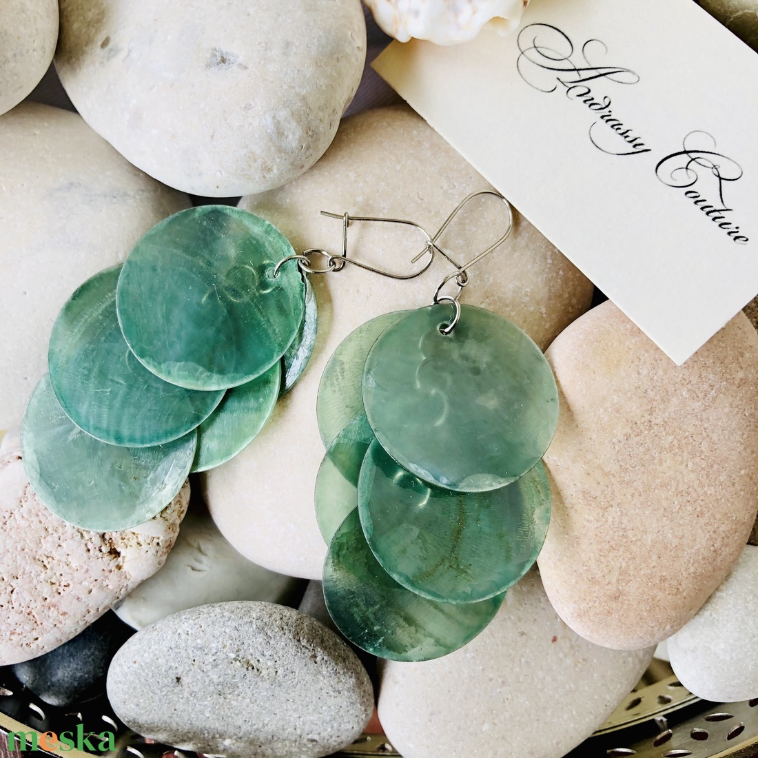 Andrassy Couture kagylóhéj fülbevaló  - ékszer - fülbevaló - csillár fülbevaló - Meska.hu