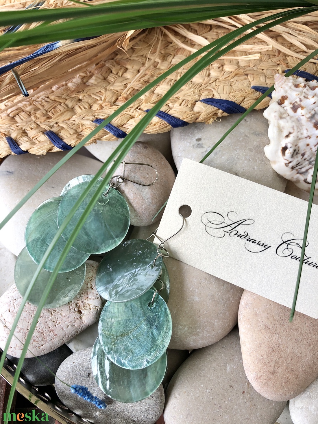 Andrassy Couture kagylóhéj fülbevaló  - ékszer - fülbevaló - csillár fülbevaló - Meska.hu