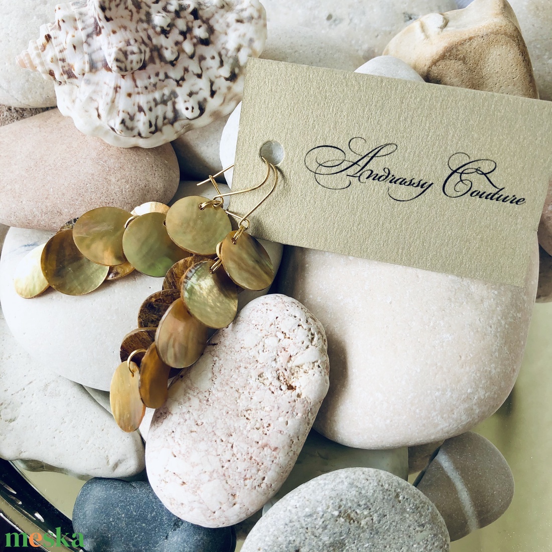 Andrassy Couture kagyló fülbevaló - ékszer - fülbevaló - csillár fülbevaló - Meska.hu