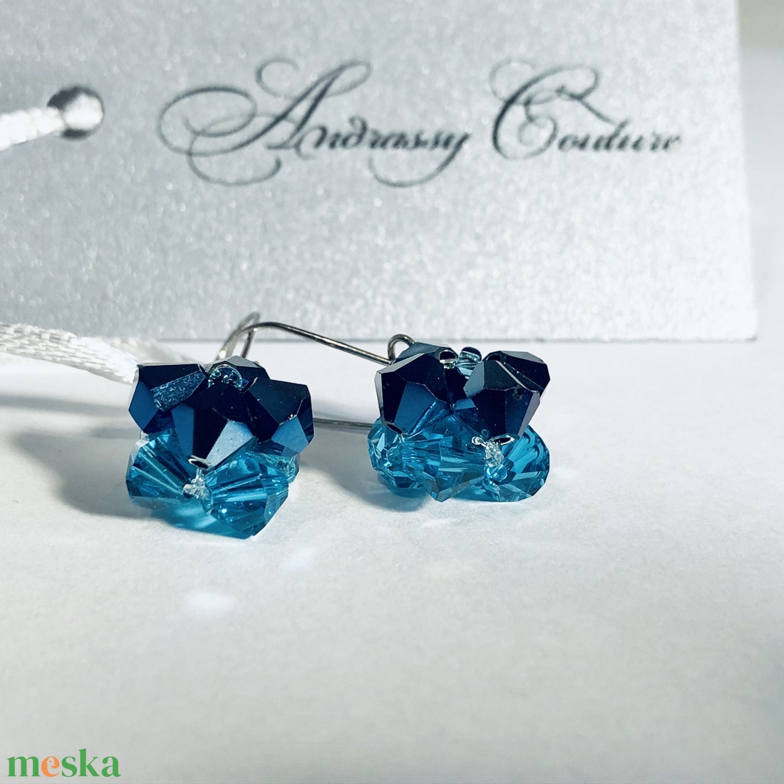 Andrassy Couture Swarovski fülbevaló ékszerdobozban - ékszer - fülbevaló - lógó fülbevaló - Meska.hu