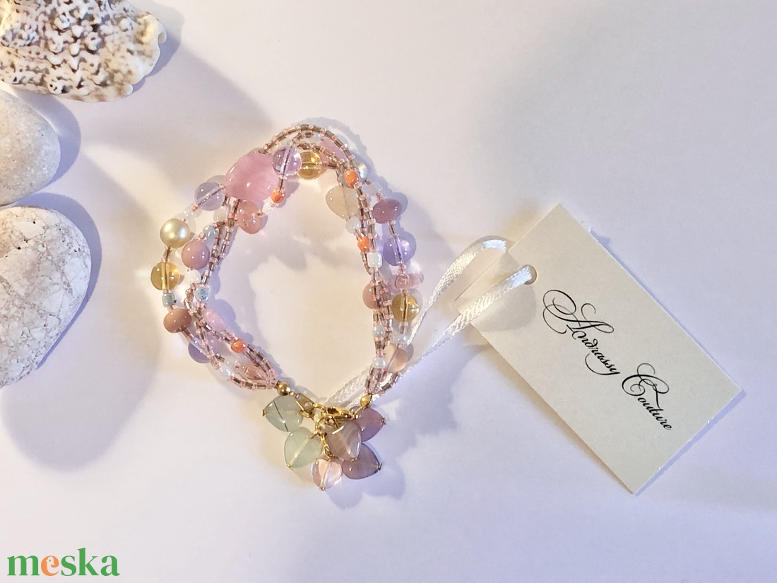 Andrassy Couture gyöngyös karkötő  - ékszer - karkötő - karkötő medállal - Meska.hu