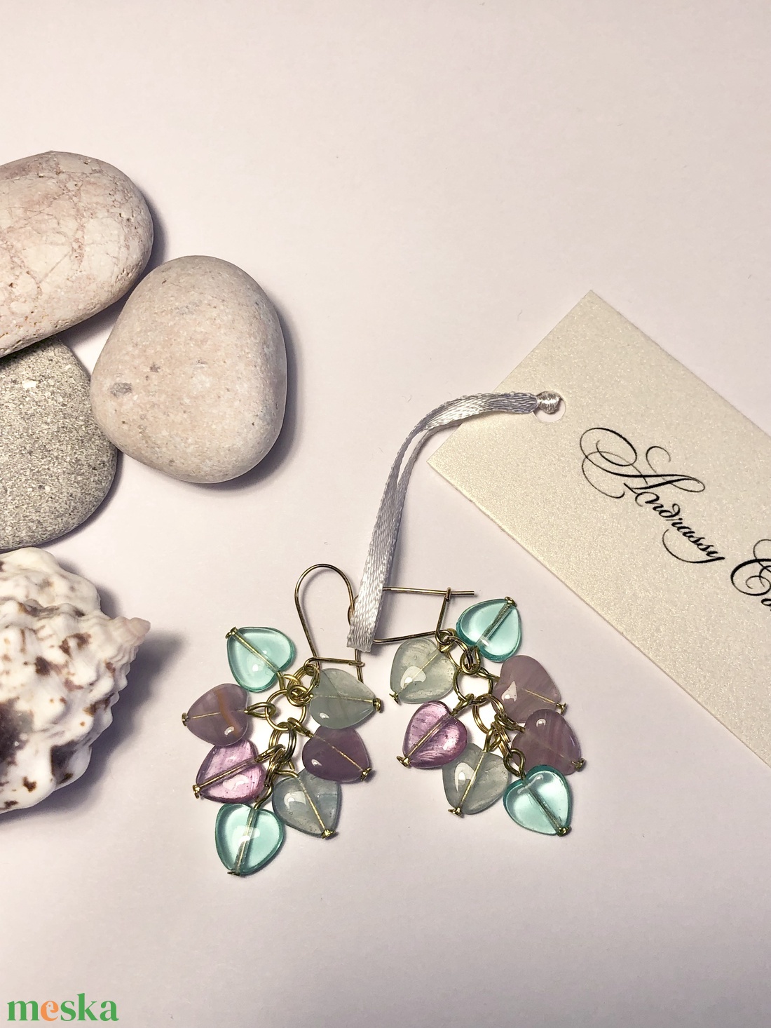 Andrassy Couture szivecskés fülbevaló  - ékszer - fülbevaló - lógó fülbevaló - Meska.hu