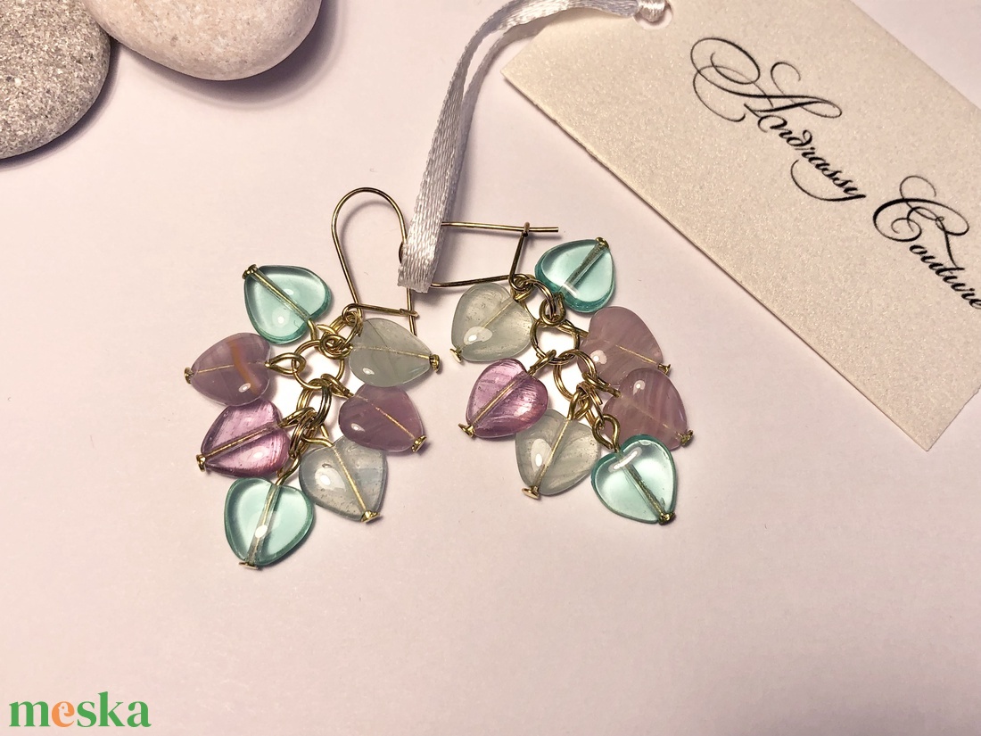 Andrassy Couture szivecskés fülbevaló  - ékszer - fülbevaló - lógó fülbevaló - Meska.hu