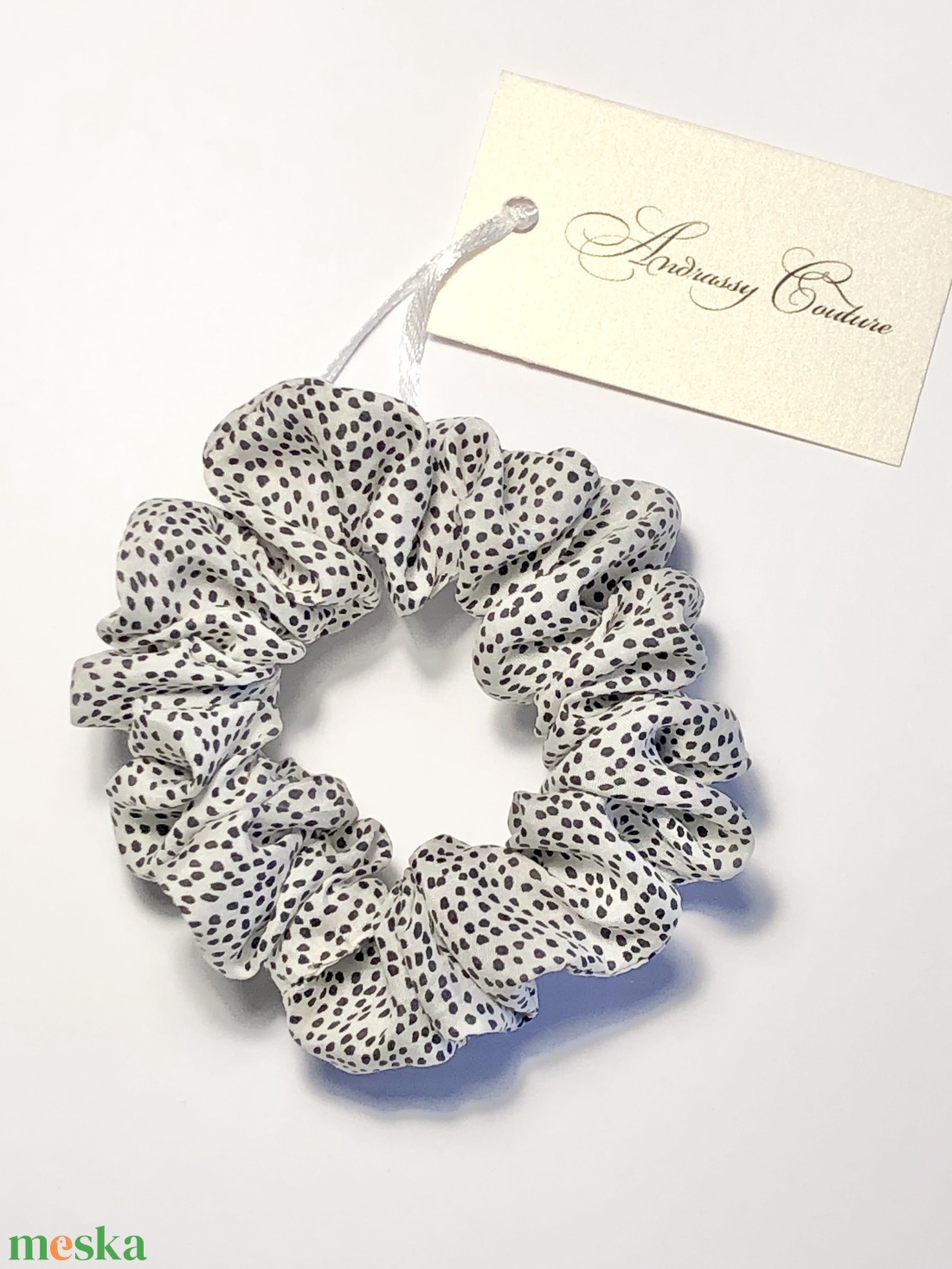 Andrassy Couture mini pöttyös hernyóselyem hajgumi - ruha & divat - hajdísz & hajcsat - hajgumi - Meska.hu