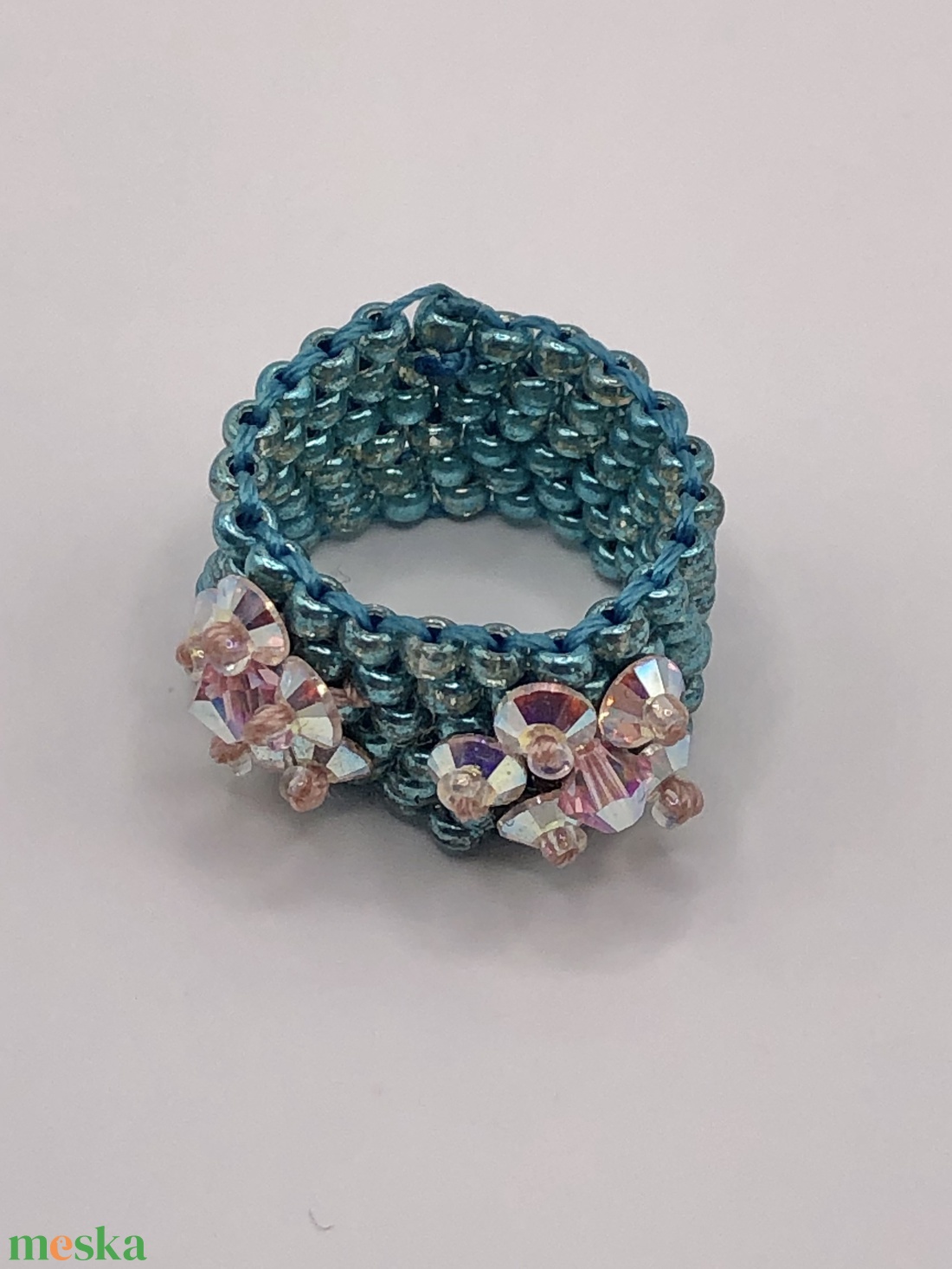 Andrassy Couture türkiz gyöngy gyűrű Swarovski kristállyal - ékszer - gyűrű - figurális gyűrű - Meska.hu Andrassy Couture türkiz gyöngy gyűrű Swarovski kristállyal - ékszer - gyűrű - figurális gyűrű - Meska.hu