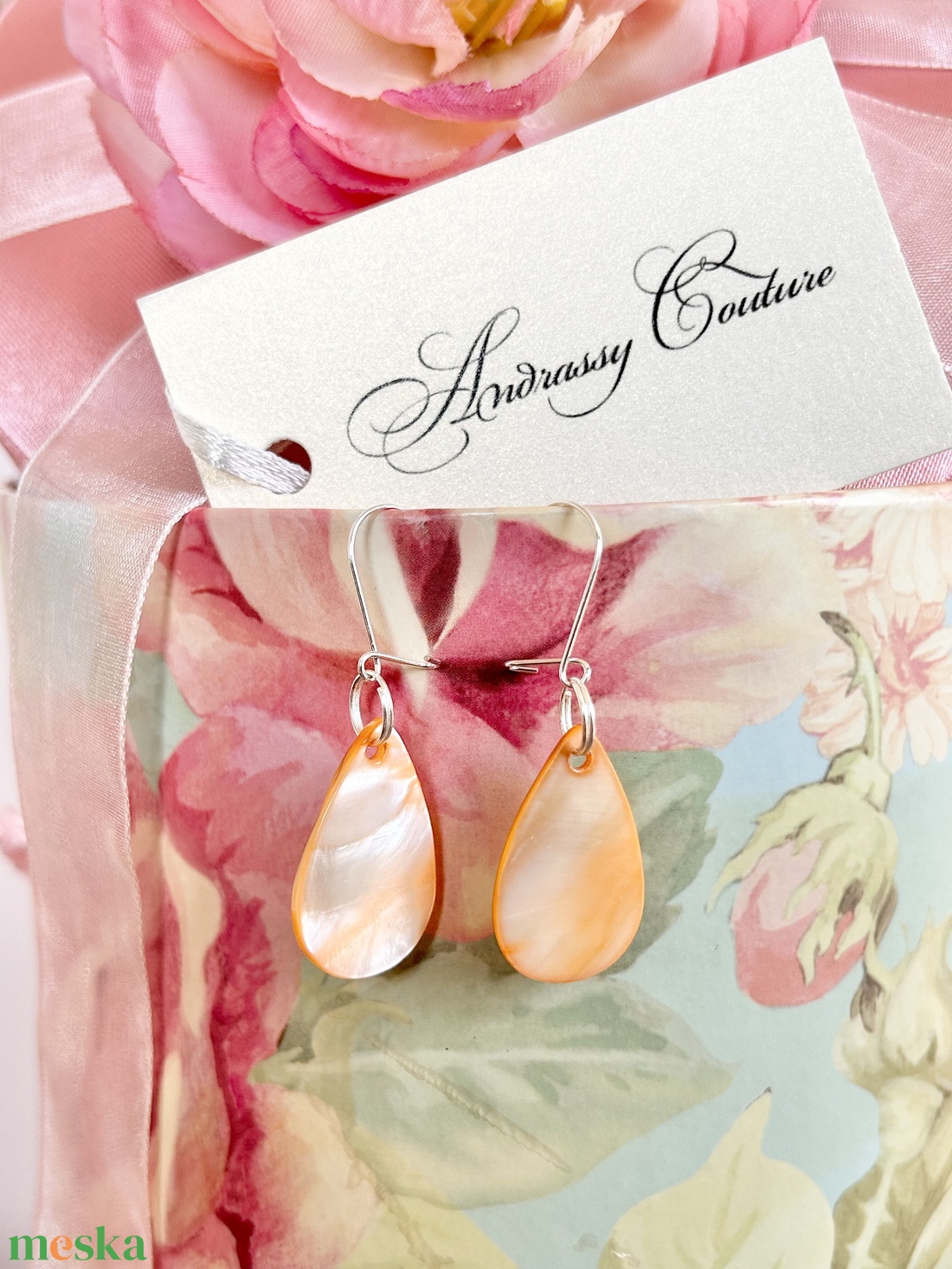 Andrassy Couture csepp kagyló fülbevaló  - ékszer - fülbevaló - lógó fülbevaló - Meska.hu