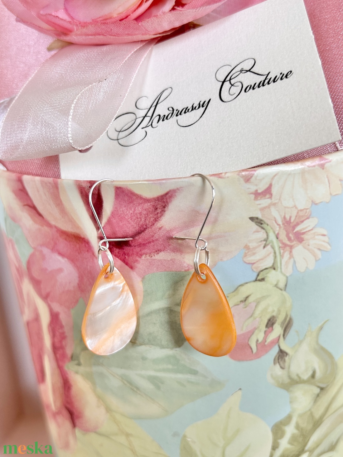 Andrassy Couture csepp kagyló fülbevaló  - ékszer - fülbevaló - lógó fülbevaló - Meska.hu