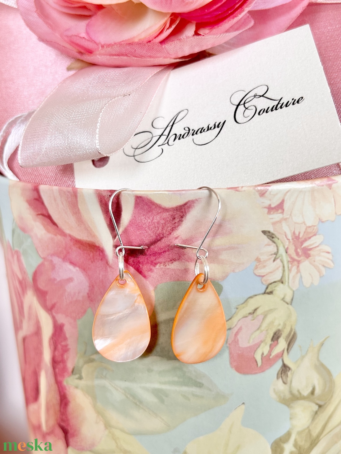 Andrassy Couture csepp kagyló fülbevaló  - ékszer - fülbevaló - lógó fülbevaló - Meska.hu