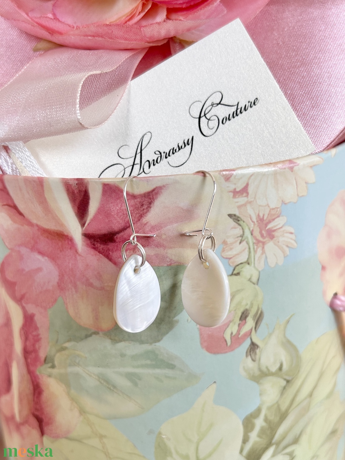 Andrassy Couture csepp kagyló fülbevaló  - ékszer - fülbevaló - lógó fülbevaló - Meska.hu