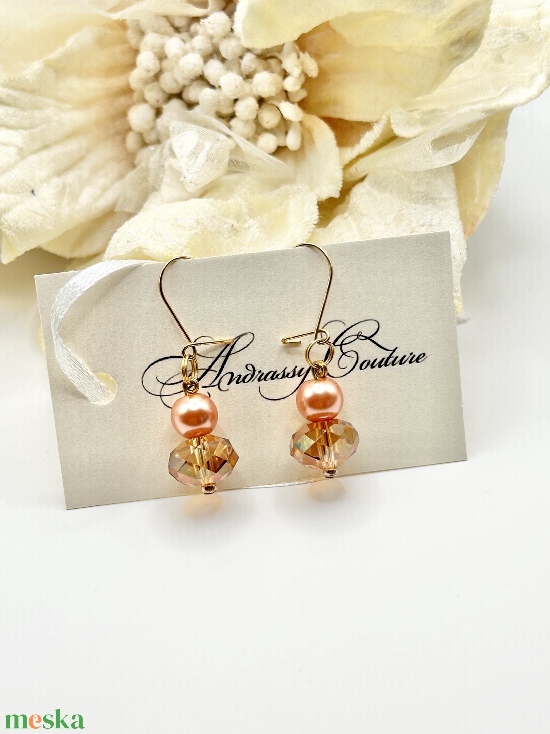 Andrassy Couture Naplemente Swarovski golyó fülbevaló  - ékszer - fülbevaló - lógó fülbevaló - Meska.hu