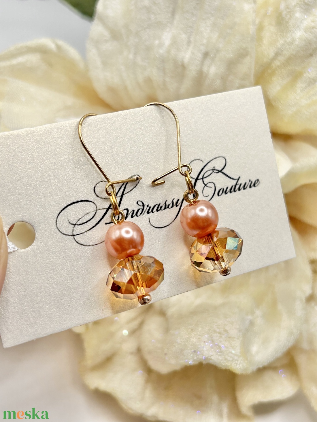 Andrassy Couture Naplemente Swarovski golyó fülbevaló  - ékszer - fülbevaló - lógó fülbevaló - Meska.hu