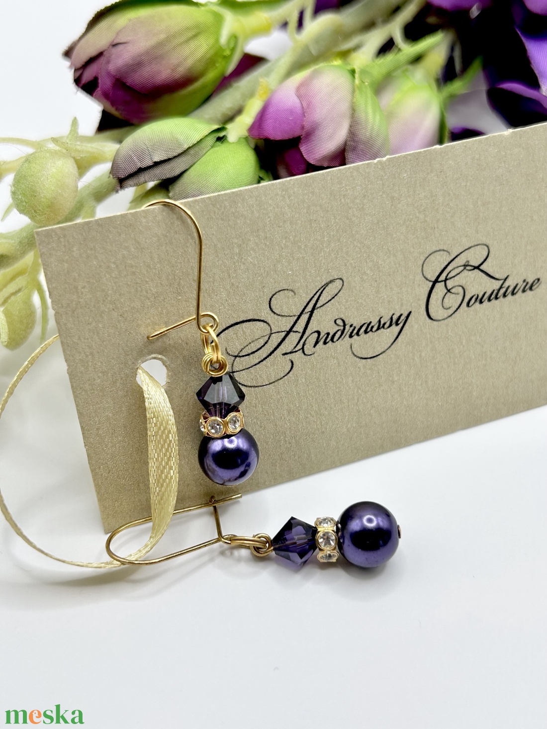 Andrassy Couture Éjkirálynő Swarovski fülbevaló  - ékszer - fülbevaló - lógó fülbevaló - Meska.hu