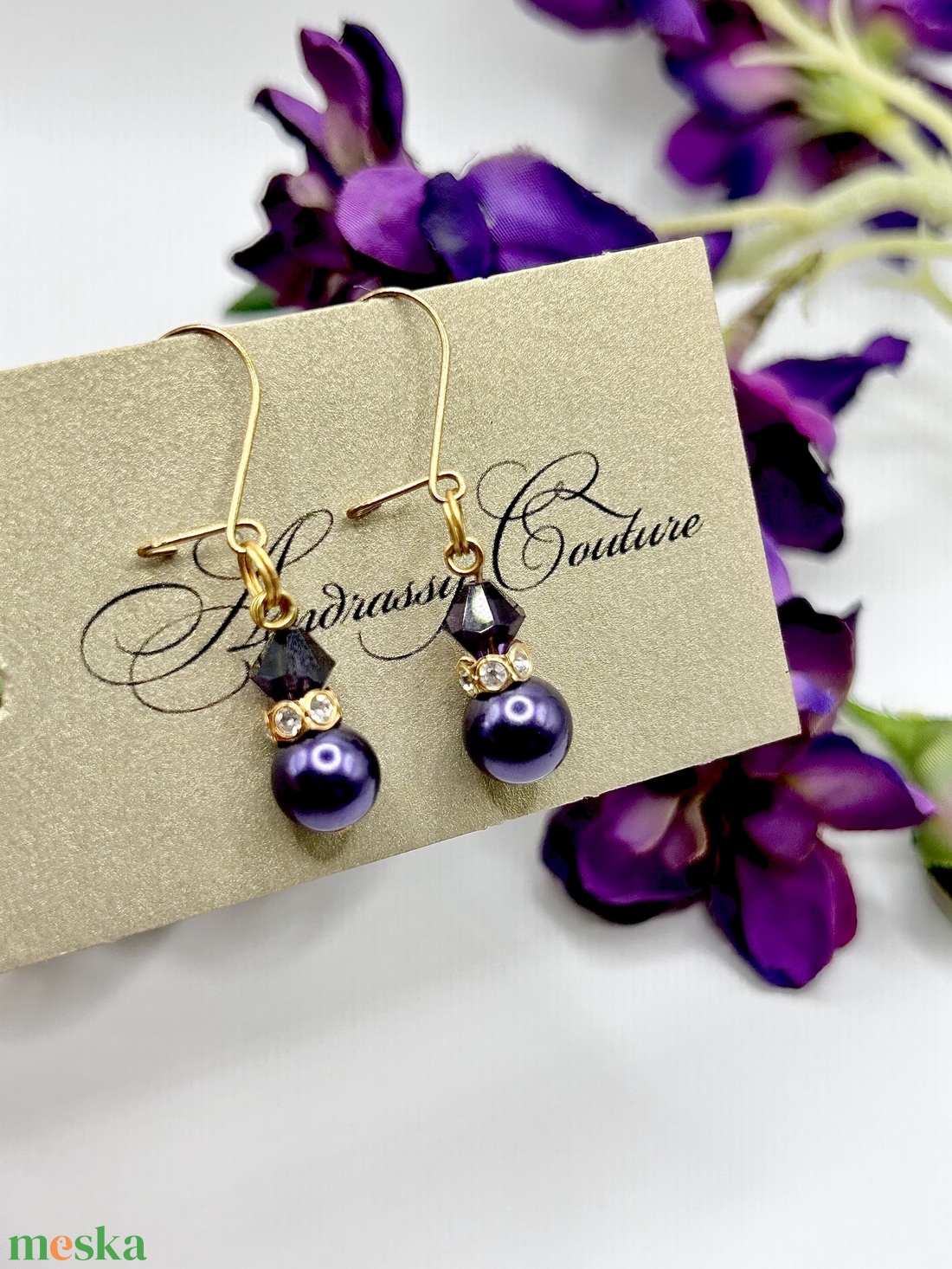 Andrassy Couture Éjkirálynő Swarovski fülbevaló  - ékszer - fülbevaló - lógó fülbevaló - Meska.hu