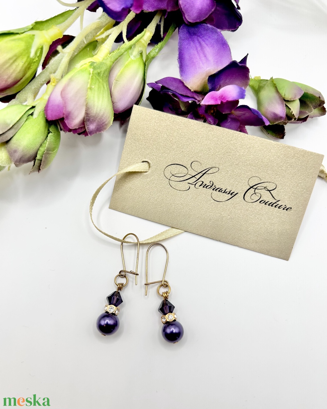 Andrassy Couture Éjkirálynő Swarovski fülbevaló  - ékszer - fülbevaló - lógó fülbevaló - Meska.hu