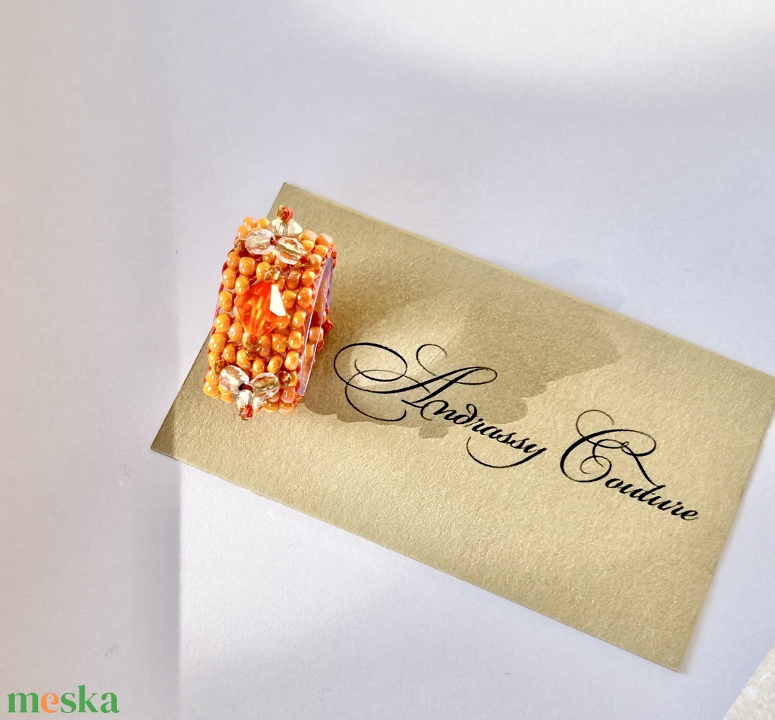 Andrassy Couture Naplemente gyöngy gyűrű Swarovski kristállyal - ékszer - gyűrű - figurális gyűrű - Meska.hu