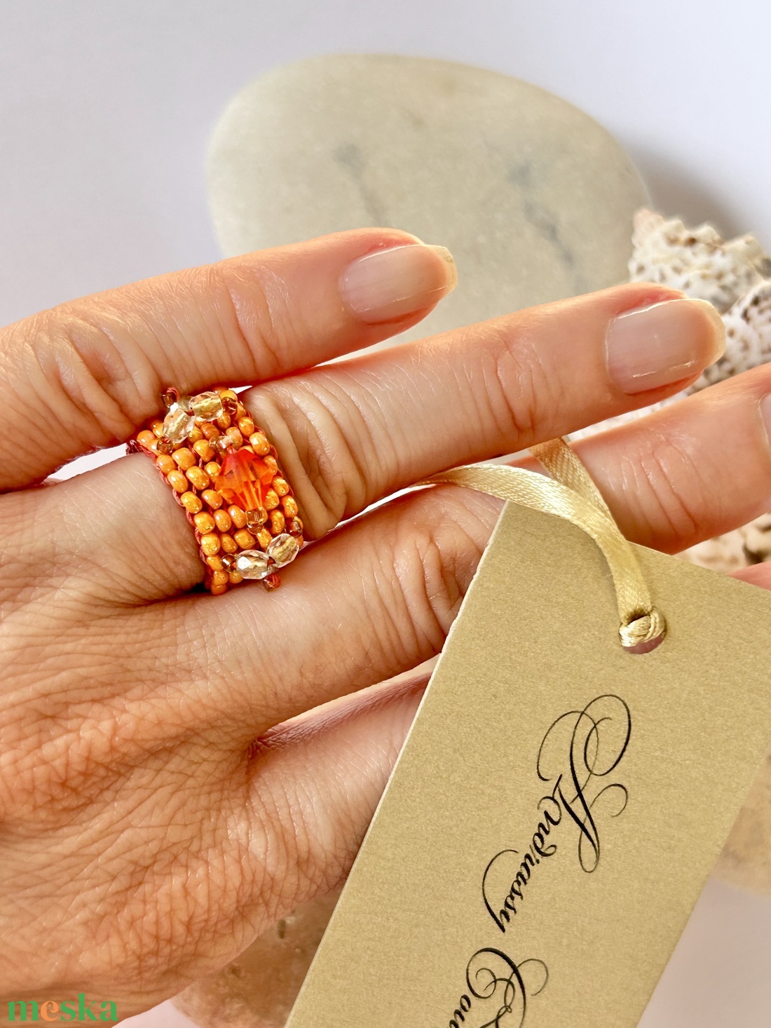 Andrassy Couture Naplemente gyöngy gyűrű Swarovski kristállyal - ékszer - gyűrű - figurális gyűrű - Meska.hu
