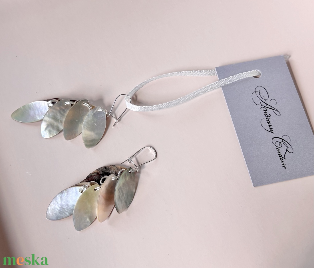 Andrassy Couture ezüst kagyló fülbevaló  - ékszer - fülbevaló - lógó fülbevaló - Meska.hu
