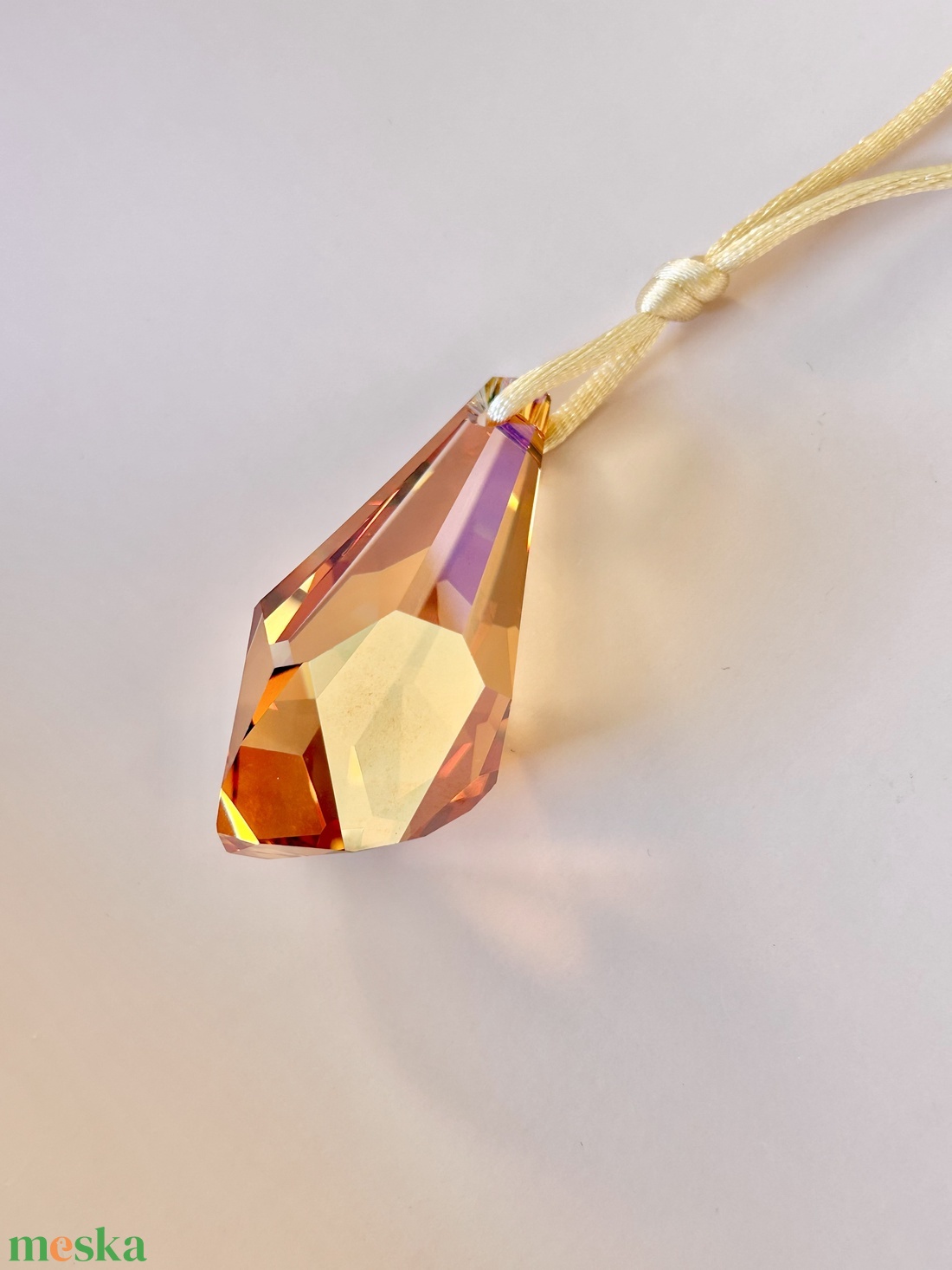Andrassy Couture Swarovski Polygon Drop Amber nyakék - ékszer - nyaklánc - gyöngyös nyaklánc - Meska.hu