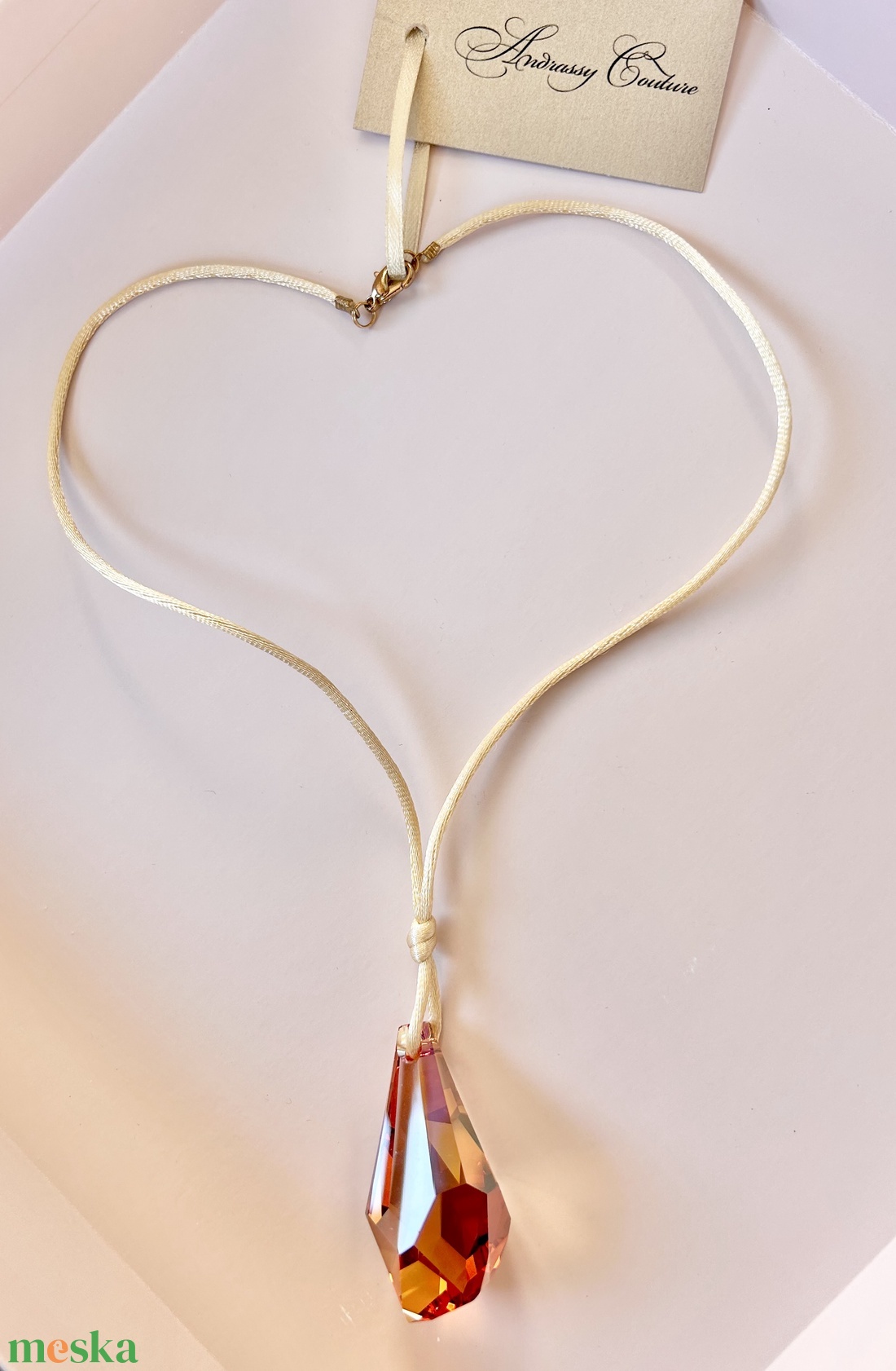 Andrassy Couture Swarovski Polygon Drop Amber nyakék - ékszer - nyaklánc - gyöngyös nyaklánc - Meska.hu