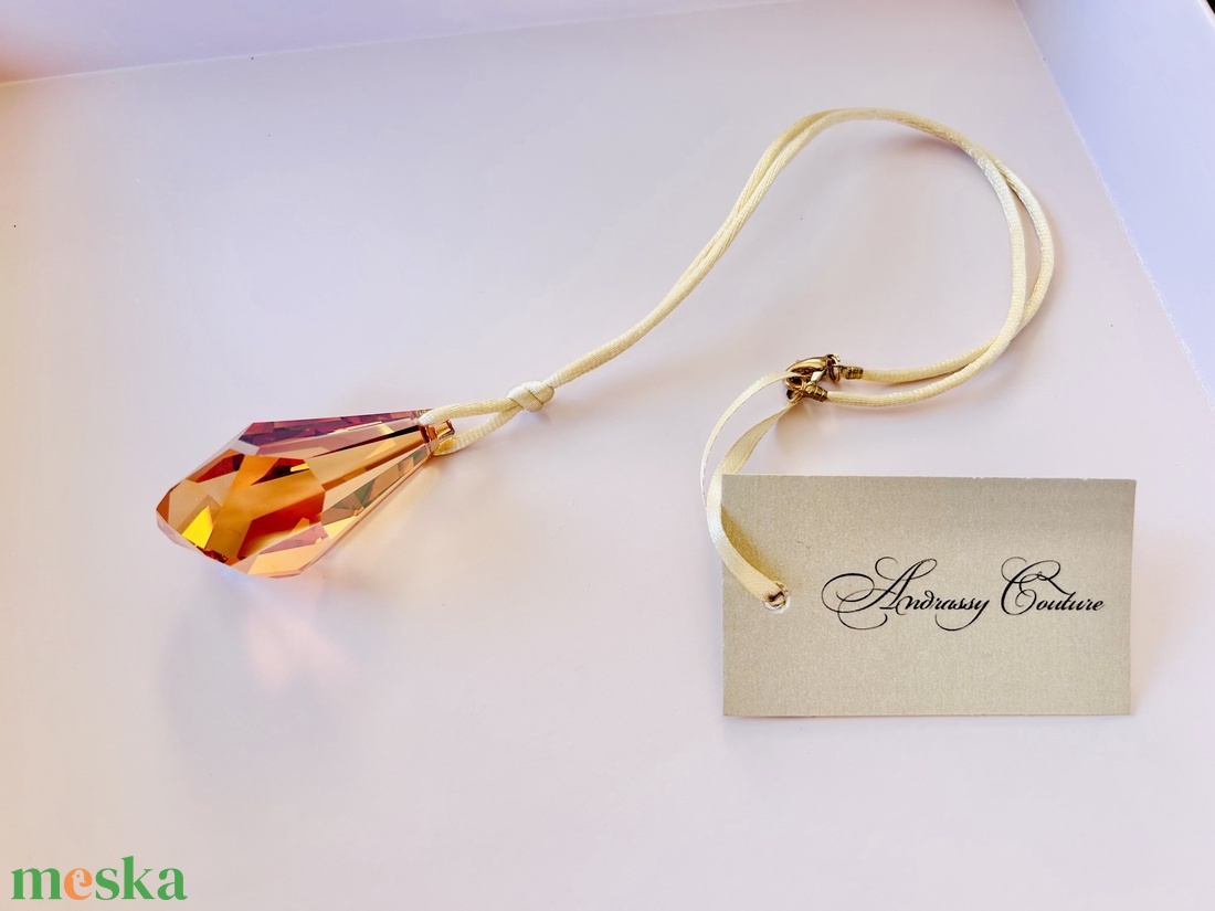 Andrassy Couture Swarovski Polygon Drop Amber nyakék - ékszer - nyaklánc - gyöngyös nyaklánc - Meska.hu