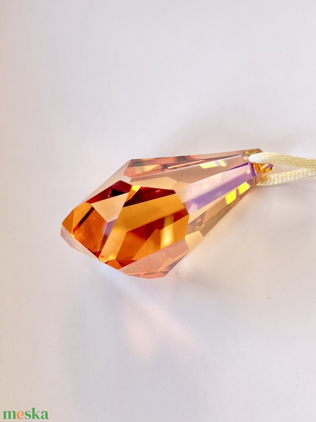 Andrassy Couture Swarovski Polygon Drop Amber nyakék - ékszer - nyaklánc - gyöngyös nyaklánc - Meska.hu