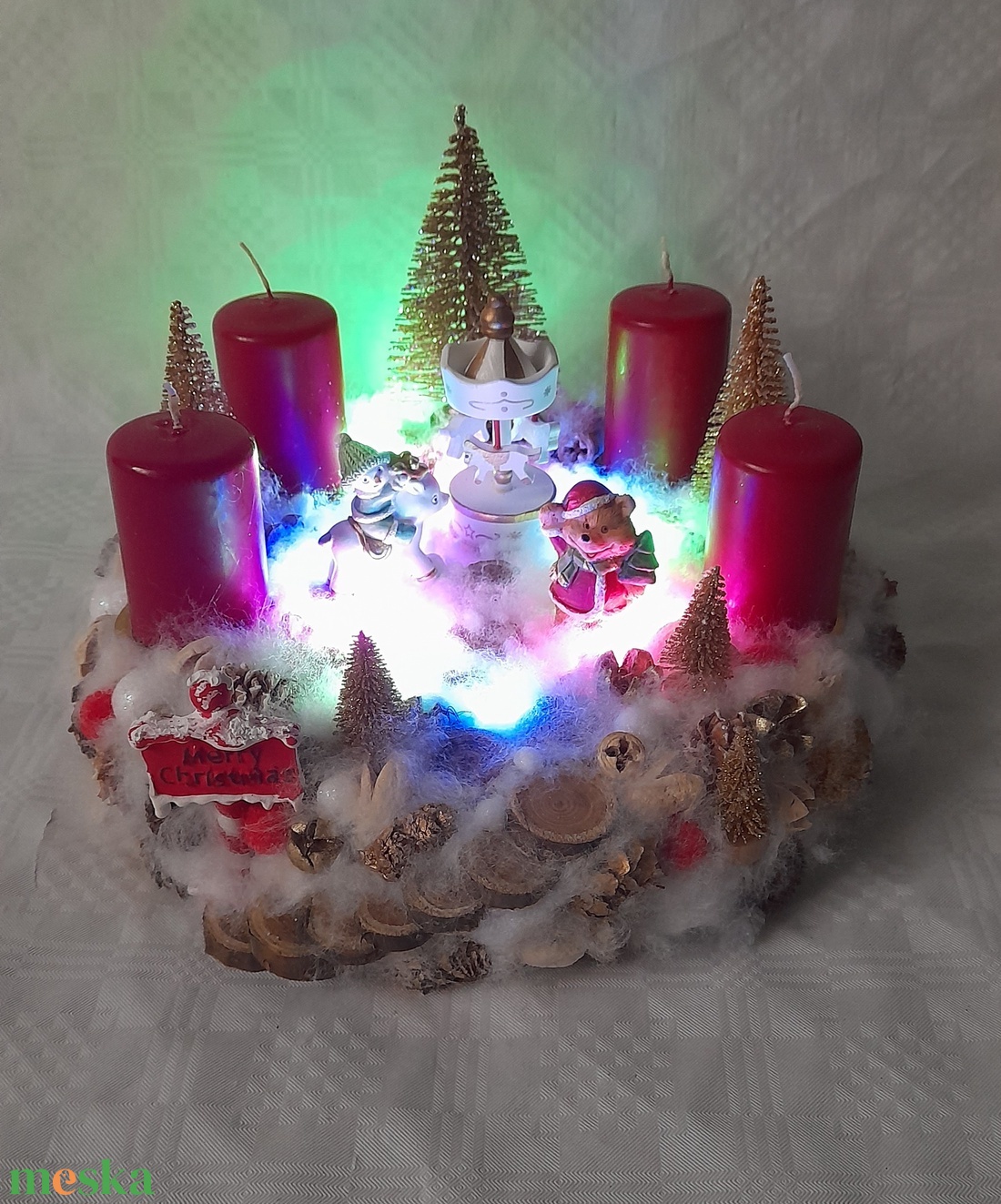 Világítós adventi koszorú - karácsony - adventi díszek - adventi koszorú - Meska.hu