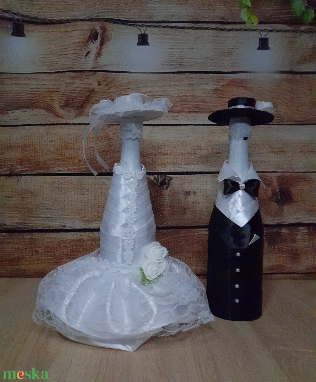 Menyasszony és vőlegény pezsgődísz - esküvő - emlék & ajándék - nászajándék - ceremónia szett - Meska.hu