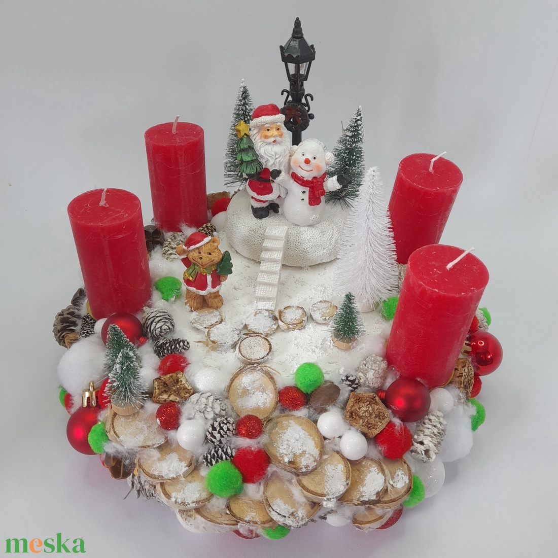 Télapó és Hóember Adventi koszorú - karácsony - adventi díszek - adventi koszorú - Meska.hu