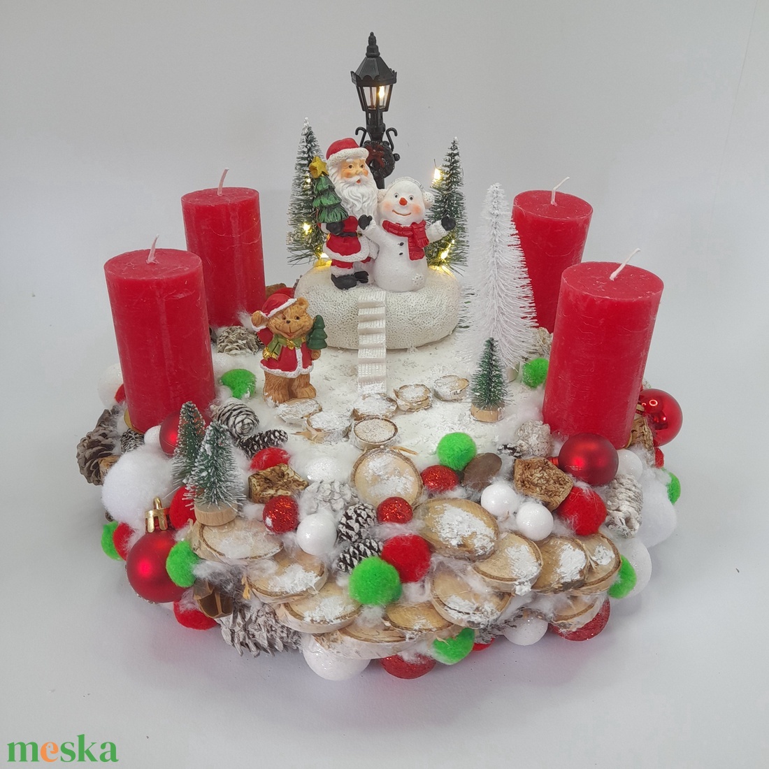 Télapó és Hóember Adventi koszorú - karácsony - adventi díszek - adventi koszorú - Meska.hu