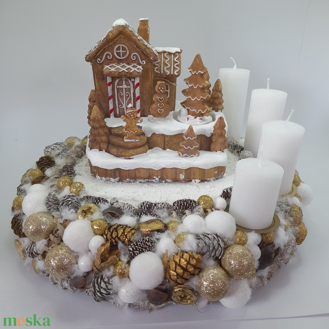 Mézeskalács Téli Falu - karácsony - adventi díszek - adventi koszorú - Meska.hu
