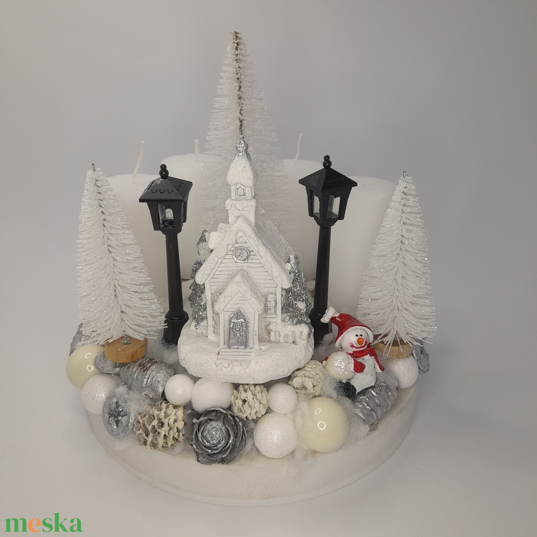 Havas Templomfalu - karácsony - adventi díszek - adventi asztaldísz - Meska.hu